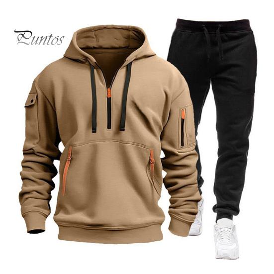 Комплект из 2 предметов: мужская толстовка, брюки, комплект с капюшоном, завязками на шнурке, длинные спортивные топы с эластичной талией, длинные брюки, однотонный мешковатый спортивный костюм