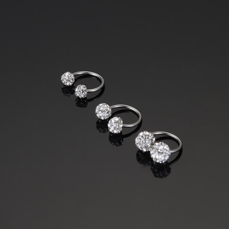 Сверкающие серьги из титановой стали с двумя бриллиантовыми головками - 0,8-миллиметровые винтовые гвоздики для женщин, удобные для сна