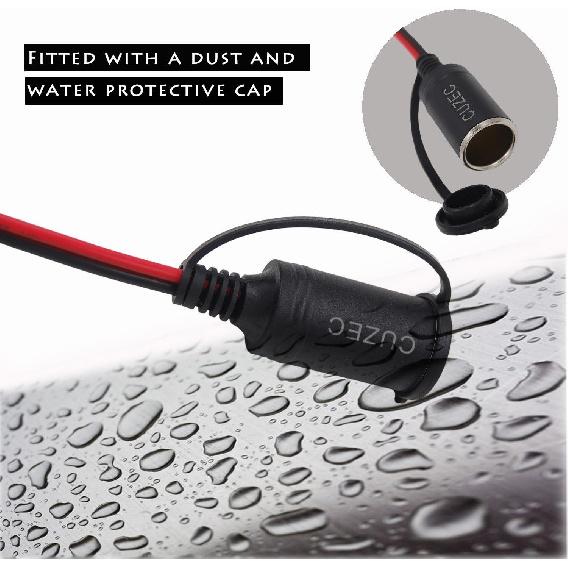 CUZEC 12В/ 24В удлинитель с розеткой и зажимами для аккумулятора 4,9 фута / 1,5 м 16 AWG, зажим-крокодил на аккумулятор и адаптер прикуривателя