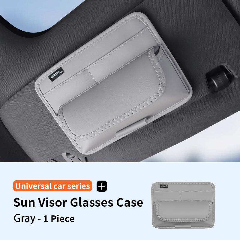 Car Sun Visor Organizer Card Glasses Sunshade Storage Bag PU Leathe Sunglasses Holder for Car Interior Accessories
