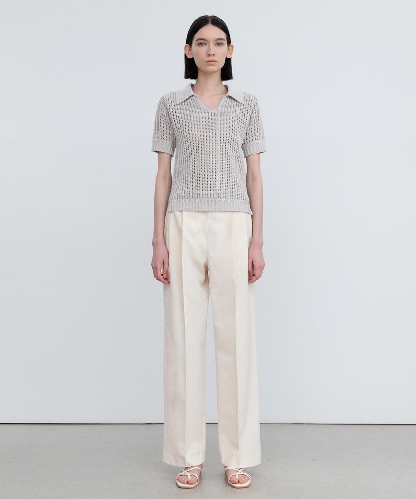 RE RHEE Knitted Short Sleeves Collared Top Mb