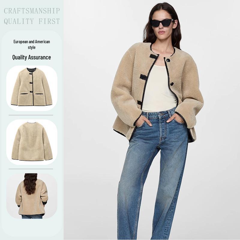 Женская осенняя мода 2024: Свободная куртка-пальто из искусственного меха в европейском и американском стиле