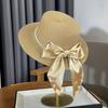Summer Elegant Ribbon Bow Pearl Grass Hat Women's Seaside Beach Outing Shading Versatile Top Hat Tide