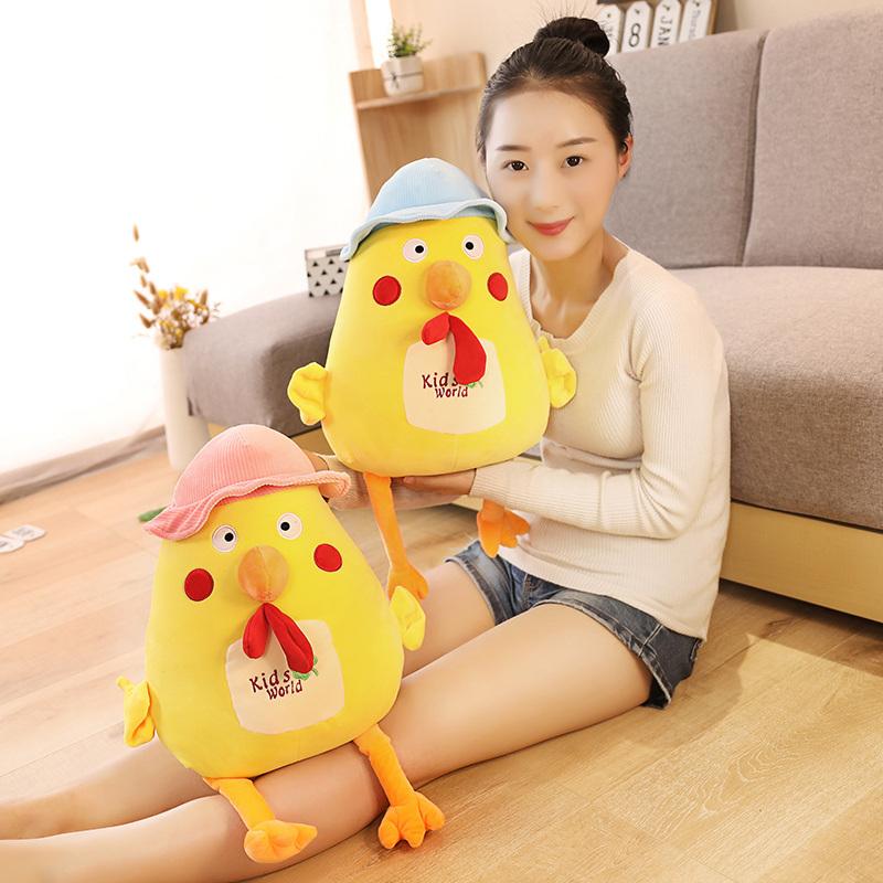 Новая популярная креативная плюшевая игрушка в виде желтого цыпленка в шляпе, милая кукла-цыпленок, мягкая мультяшная подушка, детские подарки на день рождения