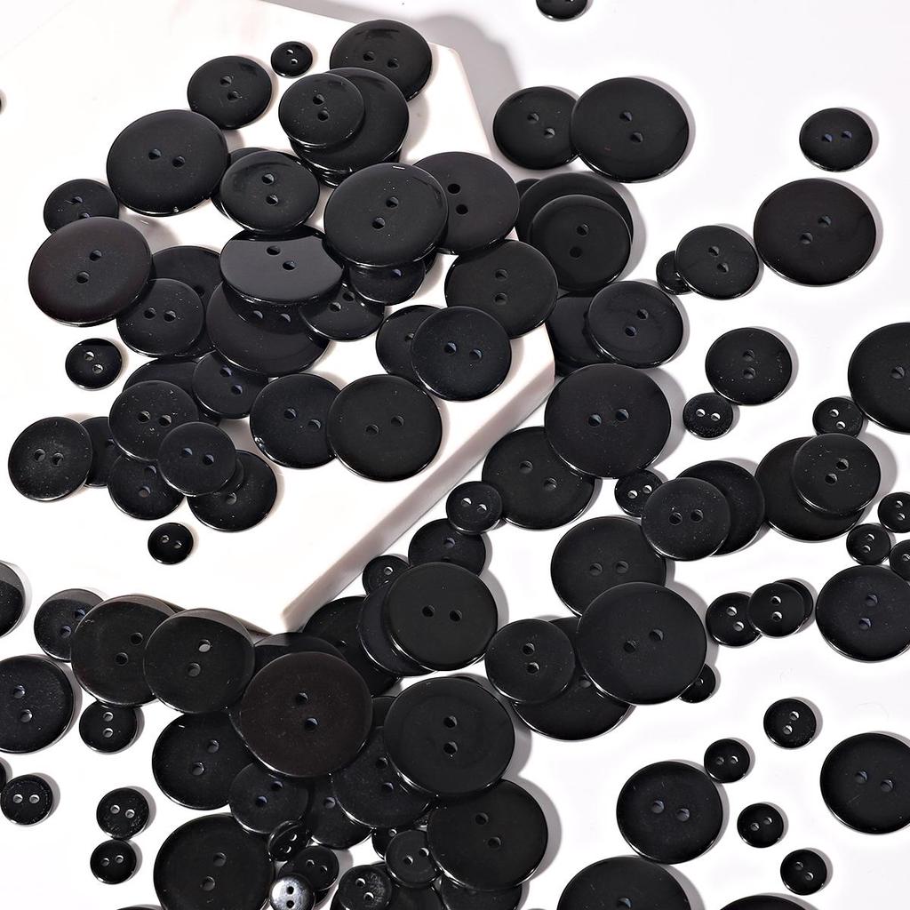 Resin Sewing Button Scrapbooking Round White Black 2 Holes 9/10/11.5/15/18/20/23/25 Mm