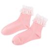 Vintage Candy Color Ladies Lace Ruffle Frilly Ankle Socks Mid-calf Socks Cotton Socks Fashion