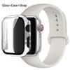 Стекло+корпус+ремешок для Apple Watch band 44 мм 45 мм 42 мм 41 мм 40 мм 38 мм Силиконовый ремешок для часов браслет iWatch series 8 9 7 6 5 4 3 SE