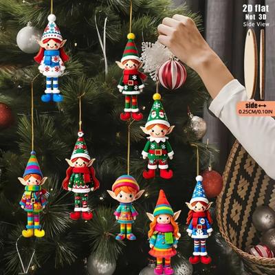 Рождественские эльфы Деревянные эльфы Мальчики Девочки Рождественская елка Подвесные украшения для дома Дерево В помещении На улице Праздничный декор