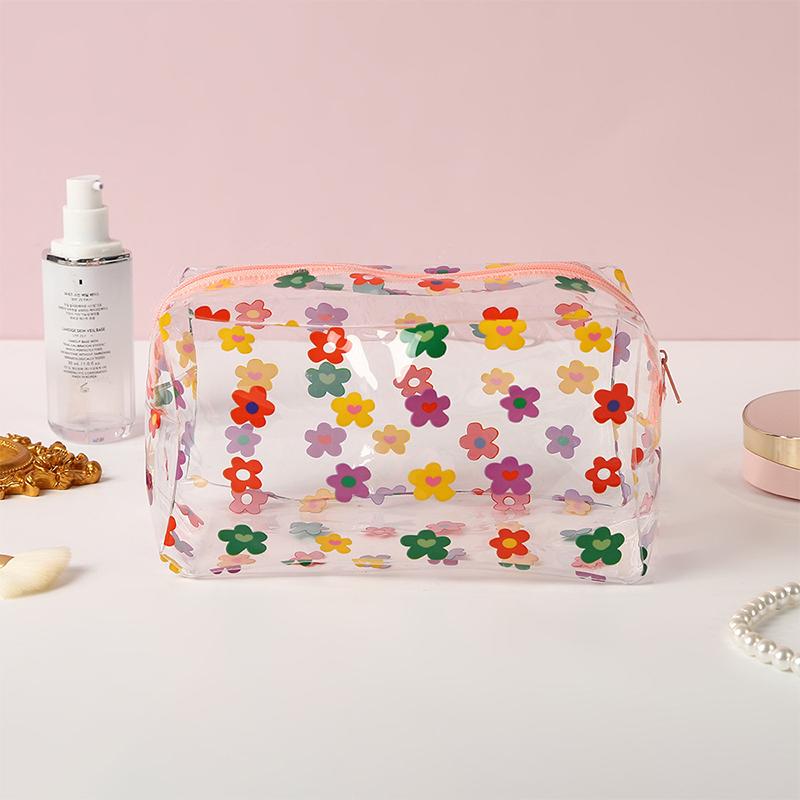 Portable Transparent Makeup Bag Zippered PVC Cosmetic Pouch for Women Travel Toiletry Storage Bag