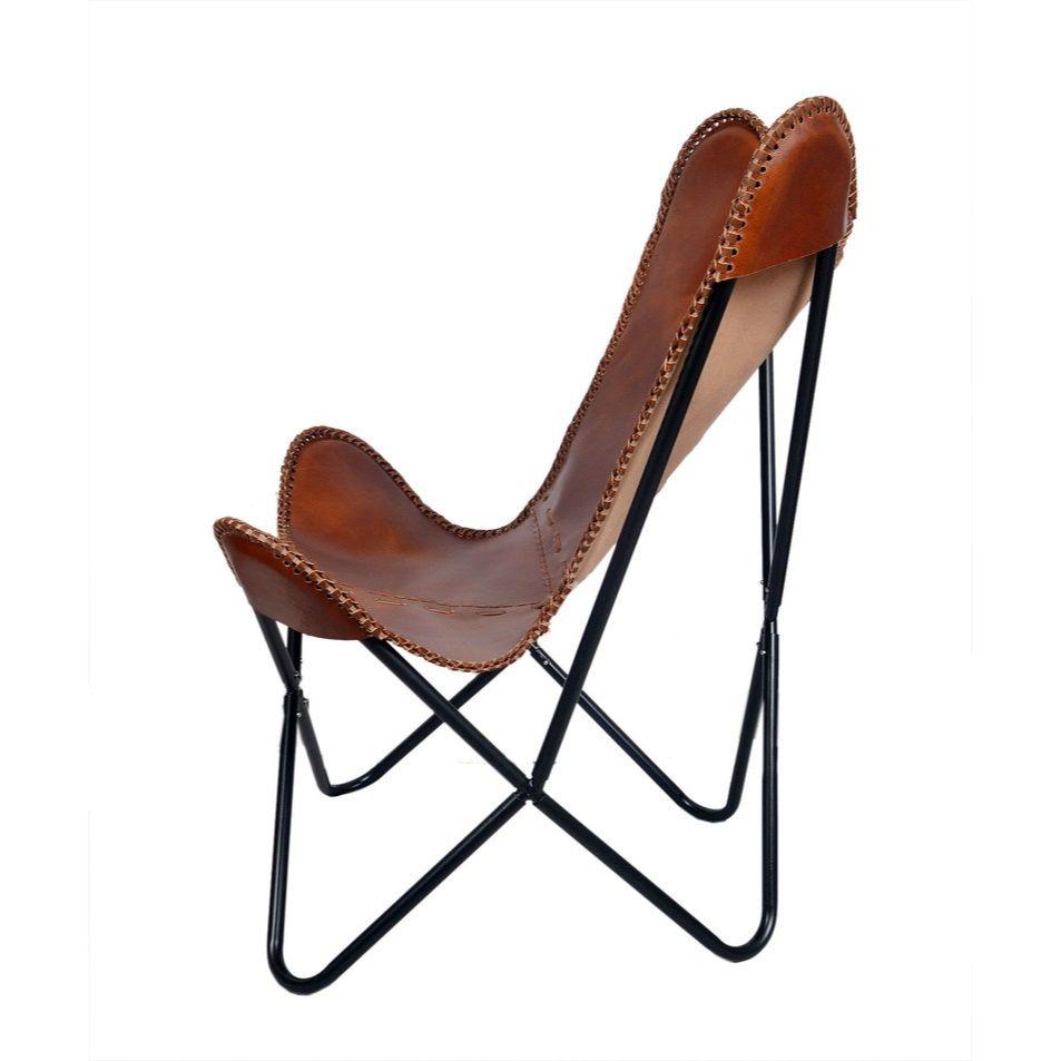 Кресло-бабочка - ретро-кресло-бабочка из кожи со складным железным основанием - винтажное кресло для домашнего декора, подарок на новоселье в фермерском доме