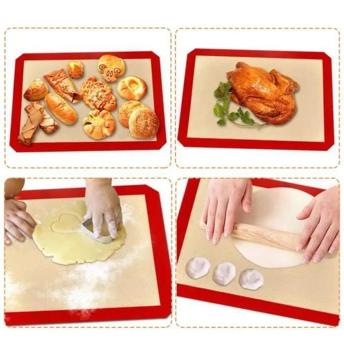 2Pcs Tapis de Cuisson en Silicone 40x30cm, Toile de Cuisson Silicone Saine pour Four en Silicone Anti-Adhérent et Réutilisable, sans