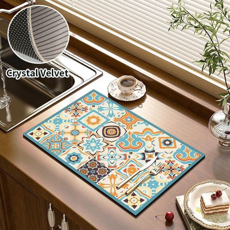 Суперабсорбирующий коврик для сушки посуды, резиновый коврик для сушки посуды, защитный коврик для столешницы, нескользящие коврики для сушки, аксессуары для декора
