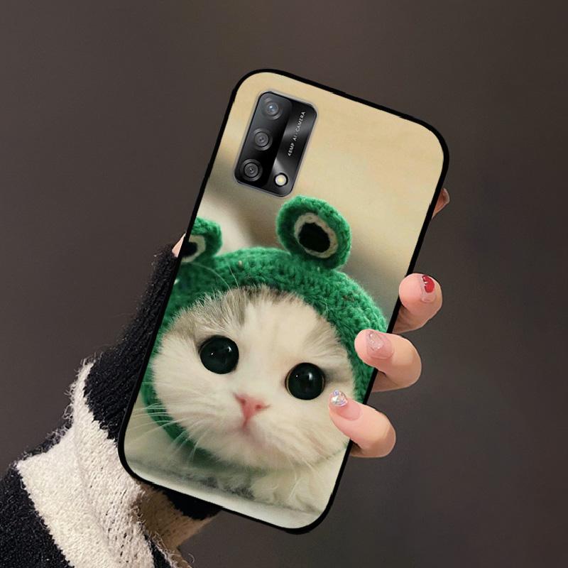 Для OPPO A74 4G Oppo F19 Чехол Роскошный Цветок Черный Мягкий Силиконовый Чехол для Телефона Для OPPO A74 4G Задняя Крышка F19 Coque Мультяшный Бампер