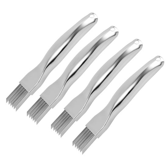 Луковицерезка с 6 лезвиями, овощерезка из нержавеющей стали для нарезки соломкой, многофункциональный кухонный инструмент с защитным кожухом.