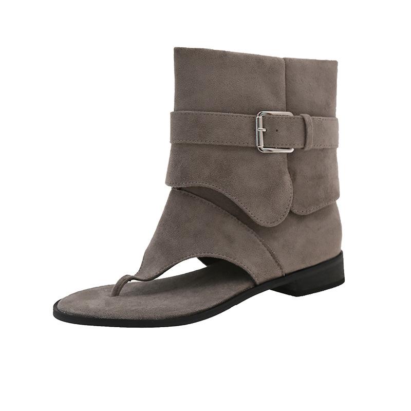 Нишевый блогер-интернет-знаменитость с характером дышащие римские сандалии женские повседневные шлепанцы ботильоны на плоской подошве крутые ботинки