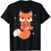 Cute Kawaii Fox Drinking Strawberry Milk Anime T-Shirt
