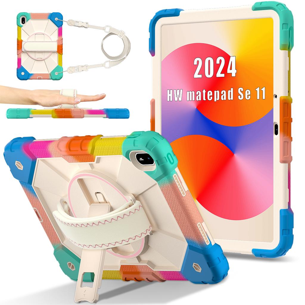 For Huawei MatePad SE 11 Case Kickstand Silicone+PC Tablet Cover with Shoulder Strap