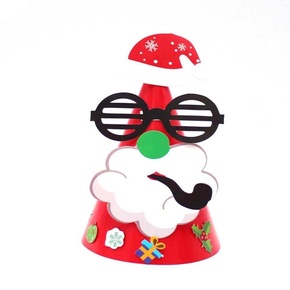 Paper DIY Christmas Hat Toy Santa Claus Kids Xmas Arts Hats Handmade Santa Hat Kindergarten