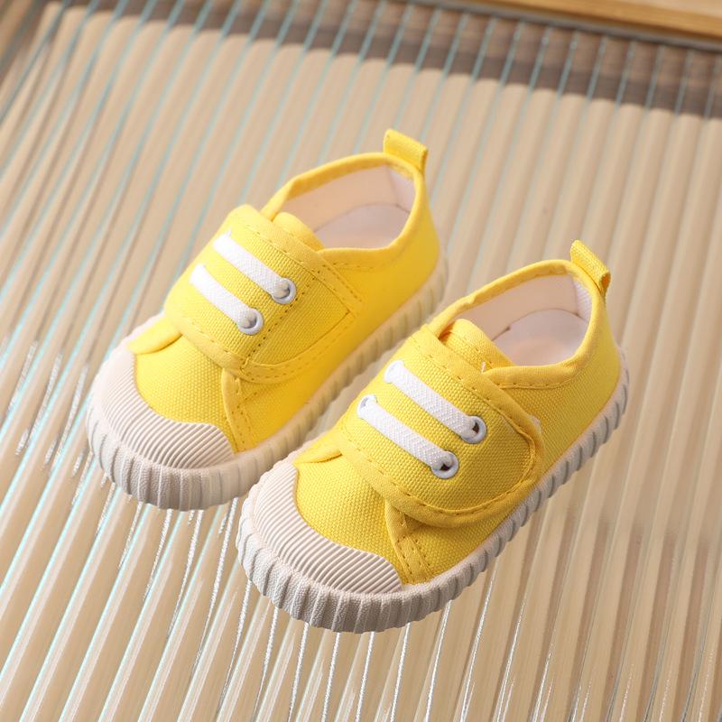 Детские низкие кеды из парусины на липучках - мягкая подошва, весна/осень, белые, унисекс, детская обувь