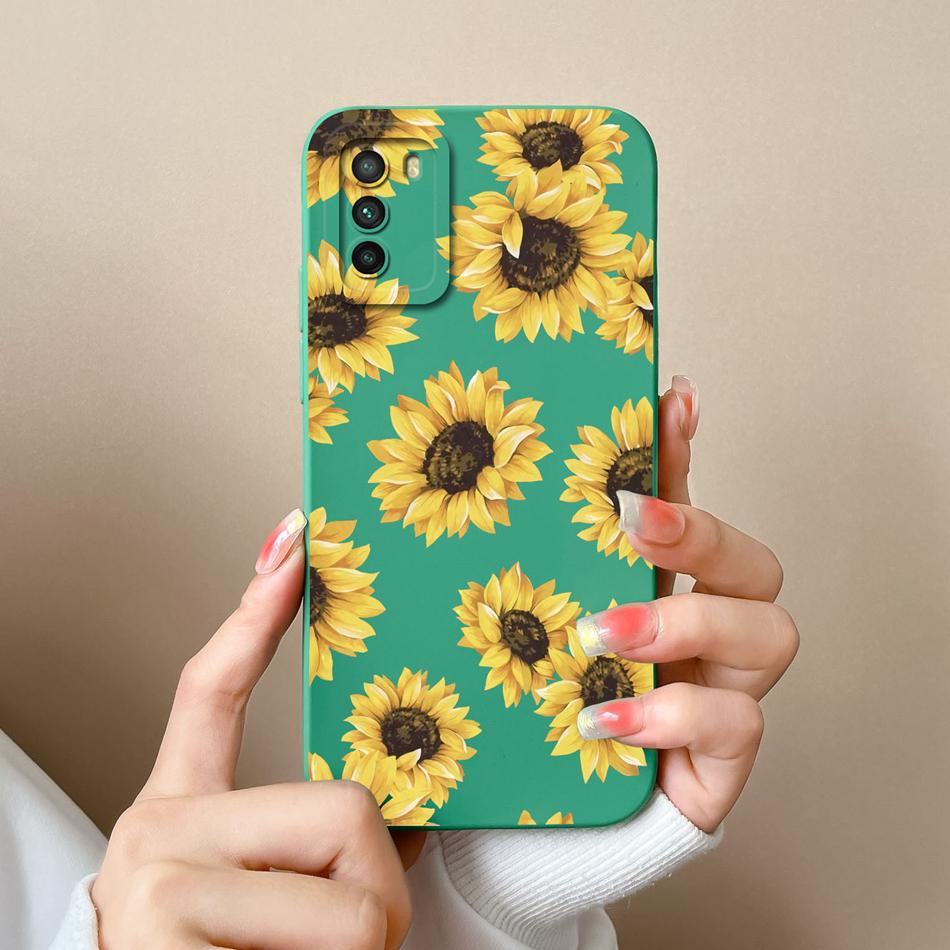 Чехол для Xiaomi Poco M3 Pro Цветочный Мягкий Жидкий Силикон Защита Камеры Противоударная Задняя Крышка Для Poco M 3 Pro M3Pro Coque Capa