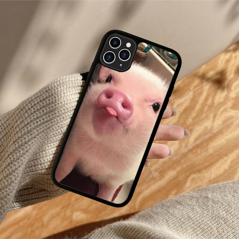 Cute Pig Phone Case Silicone PC+TPU Case for iPhone 11 12 13 Pro Max 8 7 6 Plus X SE XR Hard Fundas