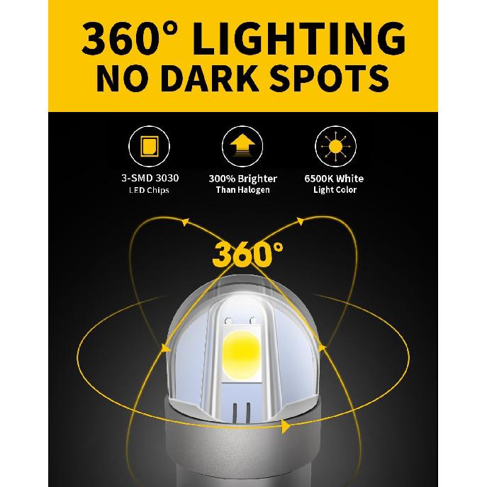 Antline BA9S BA9 1895 1891 53 57 47830 64111 3893 LED Bulb White, Super Bright Canbus Error Free 12 Volt Replacements for Interior Dome Map Lamp