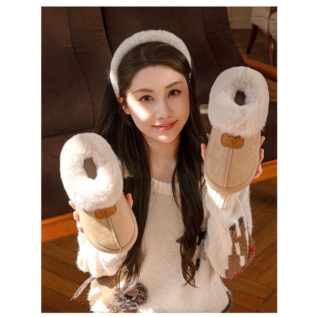 Сумка на каблуке Хлопковая обувь для женщин Осенью и зимой, Теплый дом, Толстоподошвенные плюшевые хлопковые тапочки для женщин Ношение сноубутсов