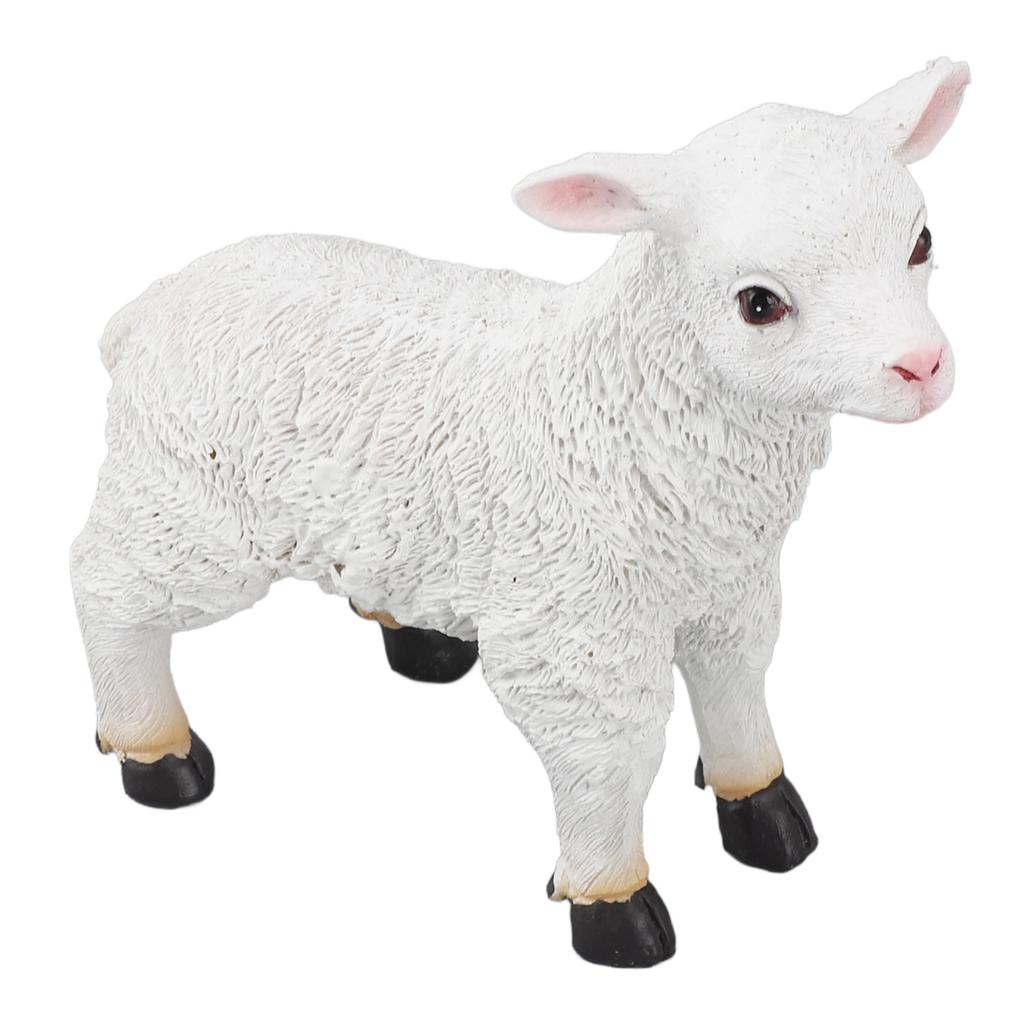 Статуэтка овцы ручной работы, реалистичная фигурка в форме ягненка, смола, садовая скульптура для внутреннего и наружного украшения