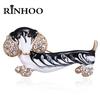Rinhoo Cute Small Dog Brooch for Women Kids Enamel Rhinestone Cartoon Animal Badge Dog Pet Brooch Pins Coat Dress Jewelry Gift