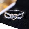 Exquisite Double Design Silver Color Hollow Heart and Infinity Coupled Ring for Women Bride Wedding Jewelry