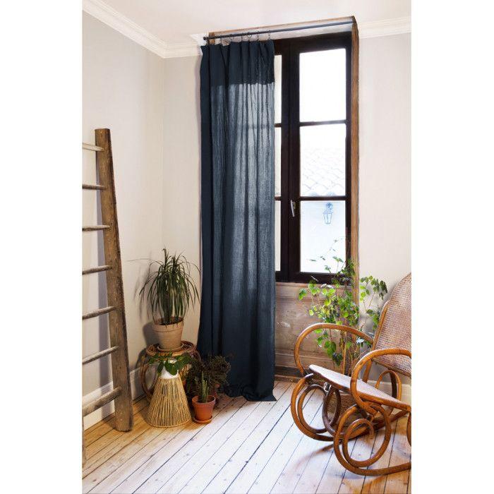 Adjustable Curtain + 8 Clip Rings "Gaîa" 140 X 300 Cm "Cotton Gauze" - Gaïa Minuit