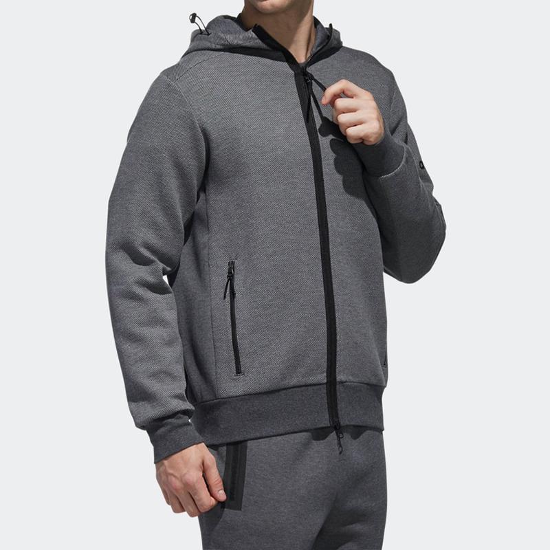 adidas Мужская куртка с капюшоном Double Knit, серая, DW4594