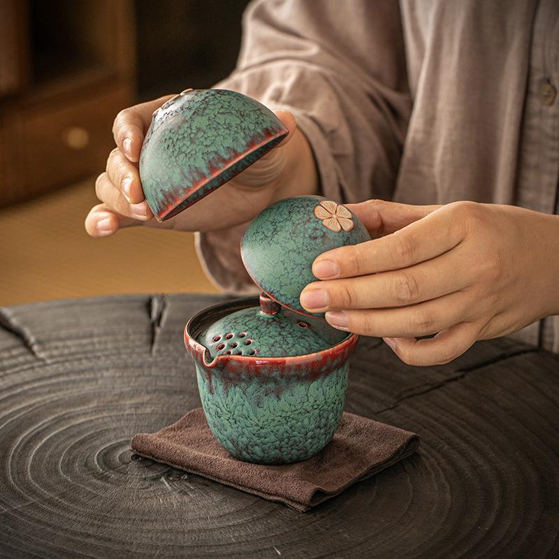Portable Travel Tea Set, Ceramic Teacup, Kiln change Cups, Simple Ke Cup, Chinese Teaset, Office Teacup, 1 Pot 2 Cups