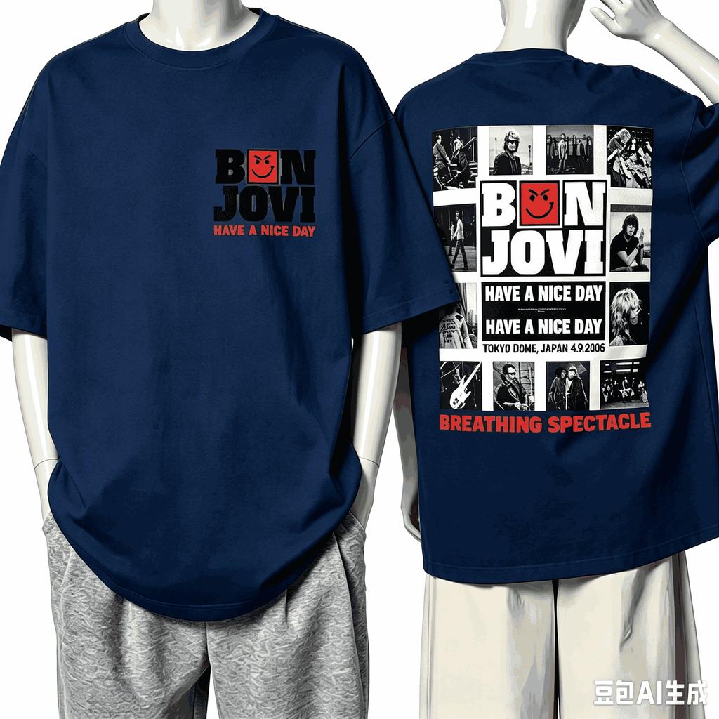 Bon Jovi World Tour T Shirt Unisex Unisex Fashion Vintage Hip Hop Streetwear Male Tshirts Oversized Unisex Breathable Cotton Short