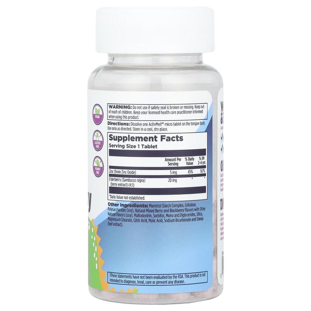 Dinosaurs, Zinc Elderberry, Activmelt, Berry Blend, Micro Tablets 90