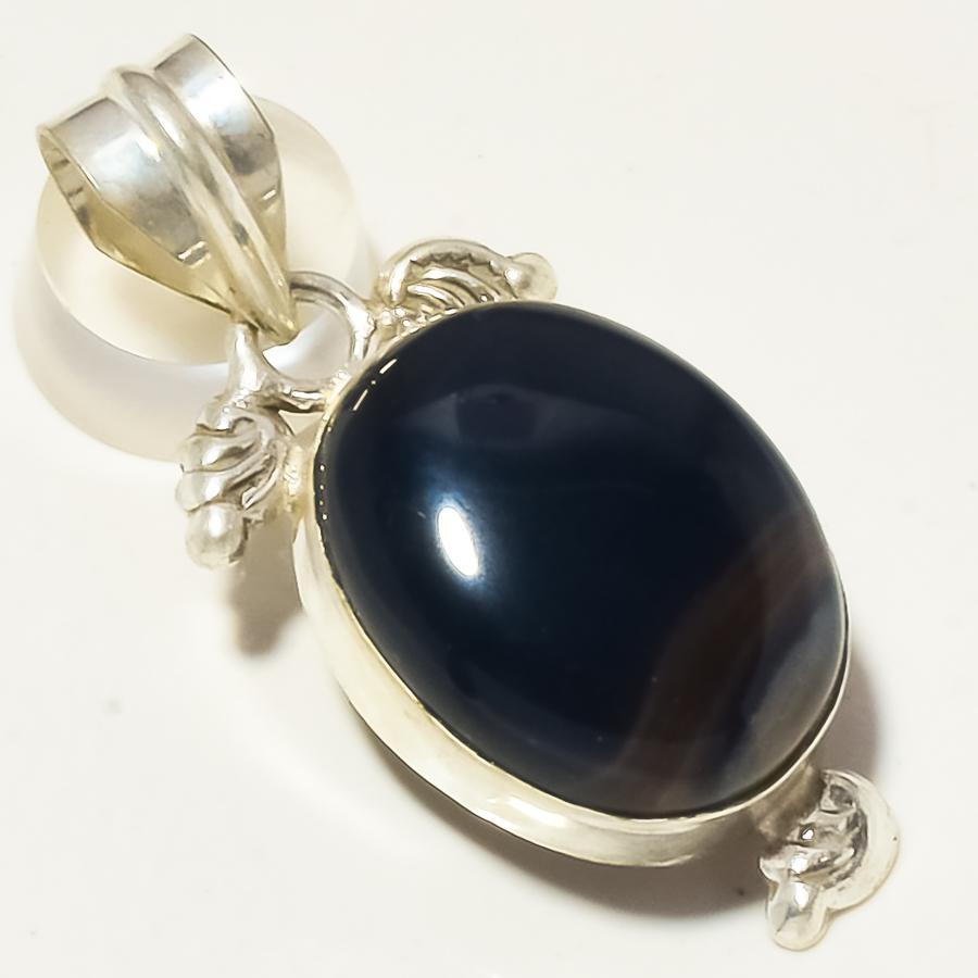 Подвеска из черного оникса ручной работы в этническом стиле на помолвку 1,9 дюйма I5m28