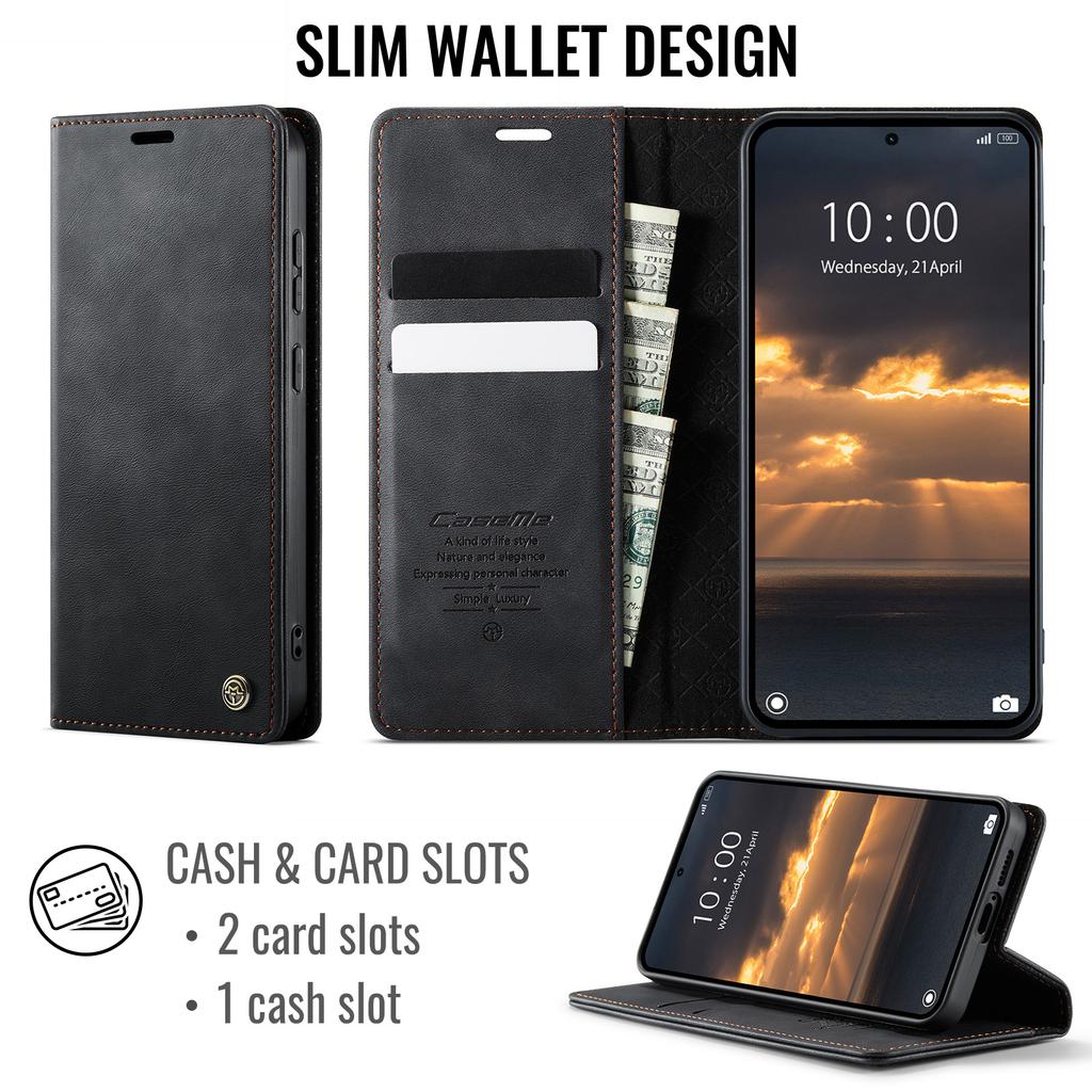 Для Xiaomi Redmi Note 15 Pro 4G (Глобальный) Чехол-кошелек CASEME серии 033 с защитой от RFID, подставка, кожа с текстурой теленка, чехол для телефона