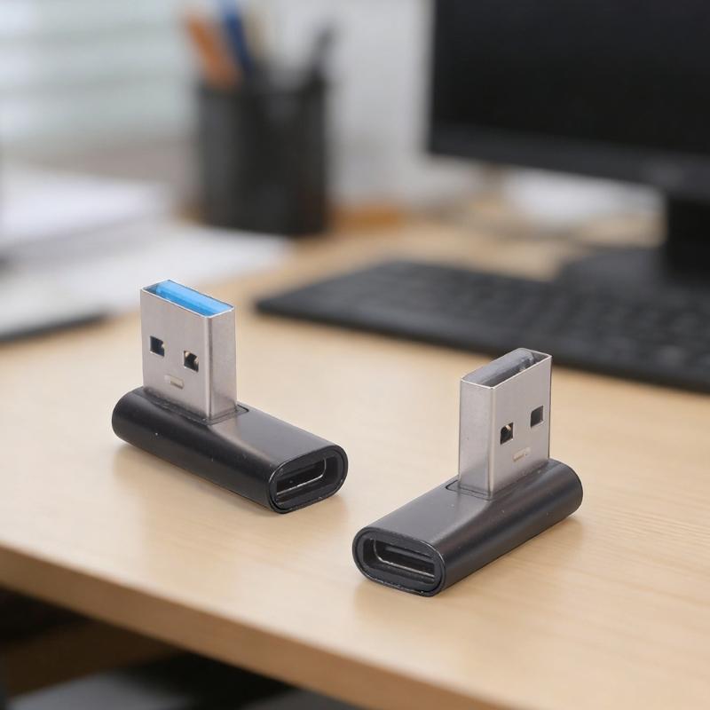 1 пара угловых USB A на USB C конвертер-адаптер (левый и правый) Поддержка передачи данных и питания устройств