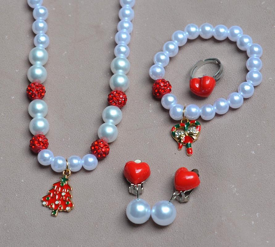 Красочный набор браслетов из сплава с бусинами «Санта-Клаус» для девочек