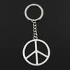 Fashion 30mm Key Ring Metal Key Chain Keychain Jewelry Antique Silver Color Plated Peace Symbol 47x42mm Pendant