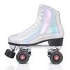 New In-Stock Double-Row Roller Skates with Laser Fabric, Adjustable Brake, and PU Flashing Wheels for Ice Rink.
