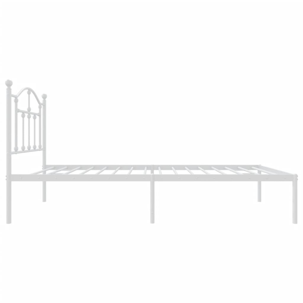 Metal bed frame without mattress with headboard white 75 x 190 cm