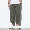 Men's Spring and Autumn Thin Section of Plus Size Linen Loose Harlequin Trousers Beach Lantern Trousers