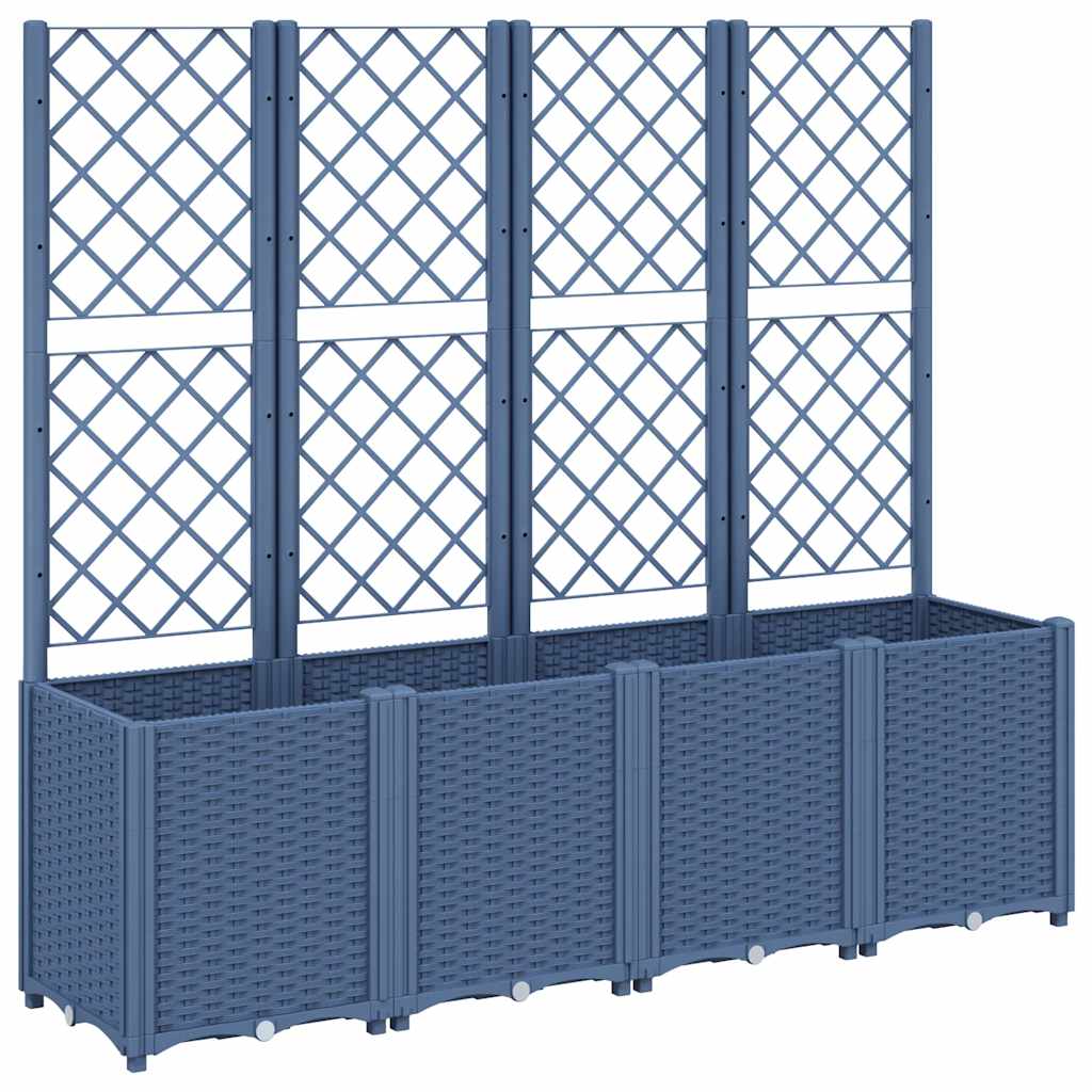 Planter with Trellis Blue Grey 160 x 40 x 140 cm PP