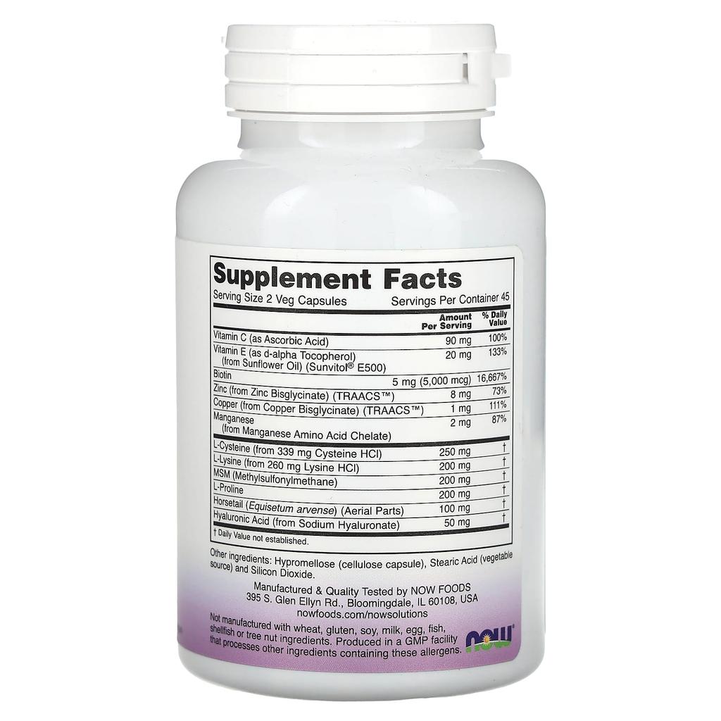 NOW Foods, Solutions, Vegan Hair, Skin & Nails, 90 Veggie Capsules