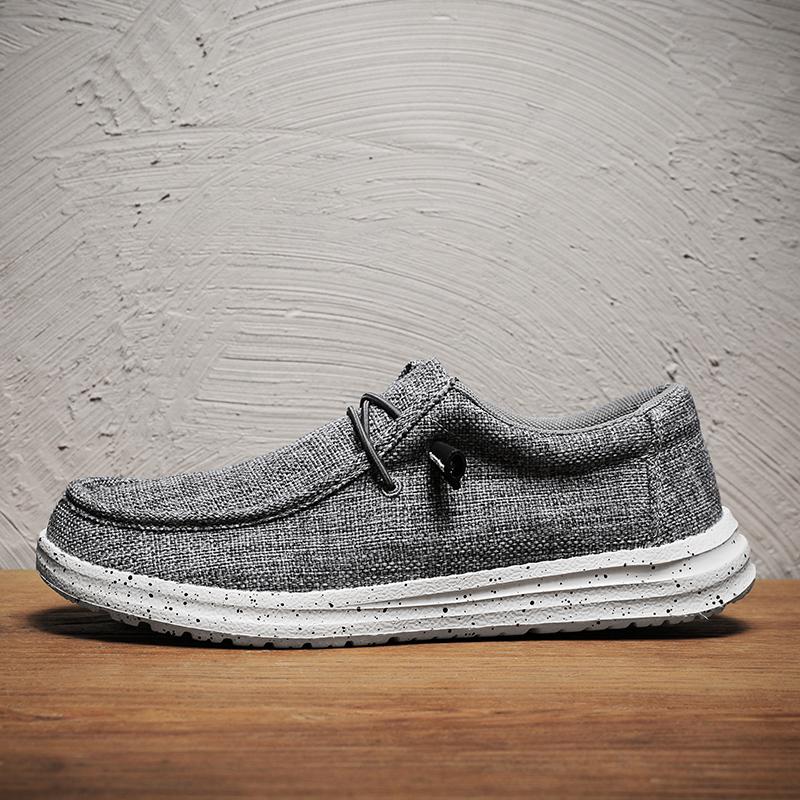 Модные повседневные туфли для мужчин из парусины, осенние, удобные, на плоской подошве, мужские туфли для вождения, дышащие мокасины, легкие, вулканизированные туфли
