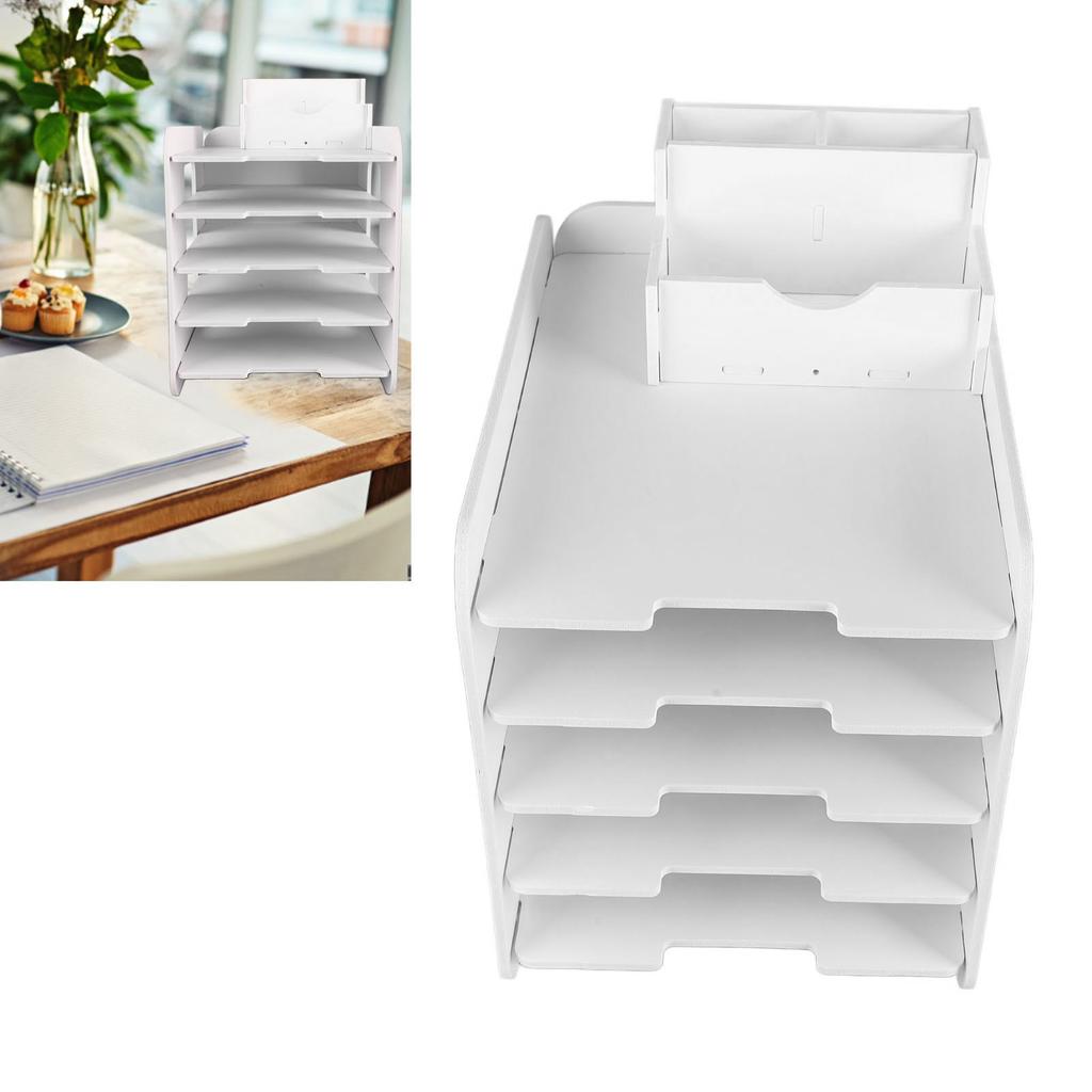 Настольная полка для файлов, 5 слоев, современный пластиковый настольный органайзер для документов, стойка для учебы и офиса