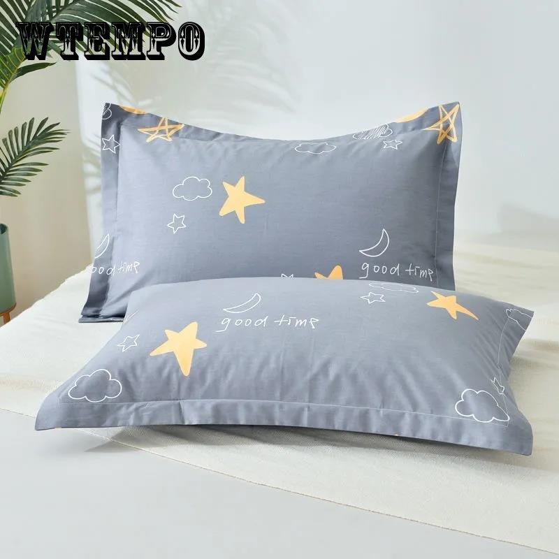 Pure Cotton Pillow Cover A Pair of Thick Cotton Printed Large Pillow Cover Adult Pillow Set