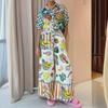 2025 Holiday Style Graffiti Print Linen Short-Sleeve Tether Suit