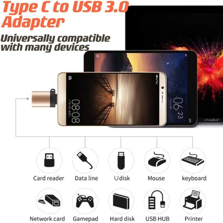 2 шт. адаптера USB-C на USB со шнурком OTG Адаптер USB-C на USB 3.0 «мама»